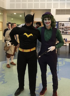 St Mary Magdalene Academy Islington, Staff Dress As Book Characters for World Book Day 2020, Batman and Joker
