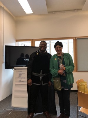 St Mary Magdalene Academy Islington, Sherriff of Nottingham with Author Sita Brahmachari for World Book Day 2019