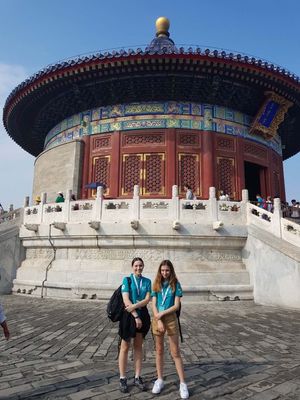St mary magdalene academy secondary school islington mandarin students trip to china july 2019 in front of temple