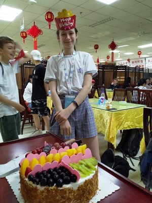 St mary magdalene academy secondary school islington mandarin students trip to china july 2019 student celebrates birthday